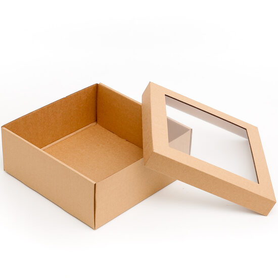 Dāvanu kaste ar noņemamu vāku ar lodziņu brūna