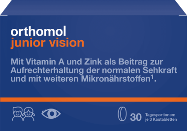 Orthomol junior Vision N30 melleņu/persiku (košļājamas tabletes)